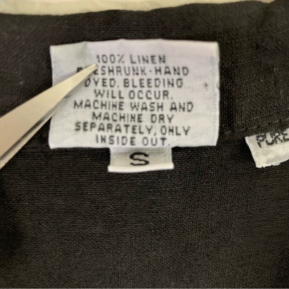 CP Shades Womens black 100% linen Short sleeve button down midi dress S - Picture 6 of 7